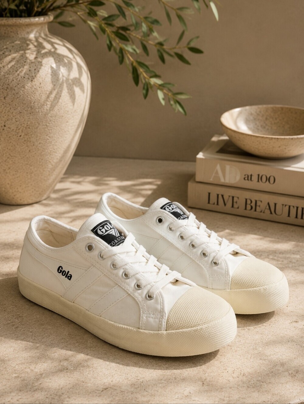 Gola White Canvas Low-Top Sneakers